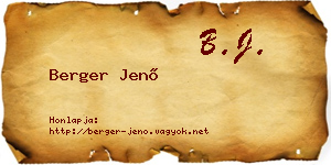 Berger Jenő névjegykártya